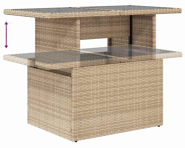 Kerti Kanapé Szett 9 pcs Beige és Világosszürke polirattan