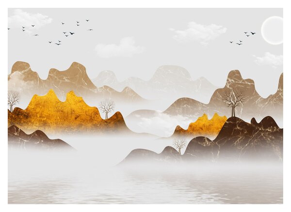 Kép - Hegyek a ködben (üvegen) (70x50 cm)