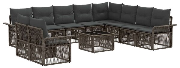Kerti Kanapé Szett 11 pcs Szürke polirattan
