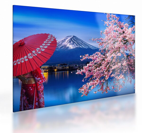Kép - Kilátás a csúcsra, Japán (üvegen) (70x50 cm)