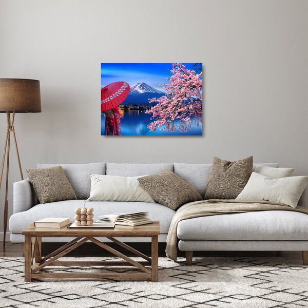 Kép - Kilátás a csúcsra, Japán (üvegen) (70x50 cm)