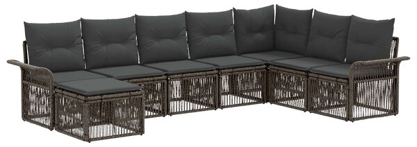 Kerti Kanapé Szett 8 pcs Szürke polirattan