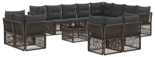 Kerti Kanapé Szett 13 pcs Szürke polirattan