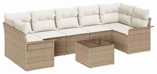 Kerti Kanapé Szett párnával 8 pcs Beige és krém polirattan