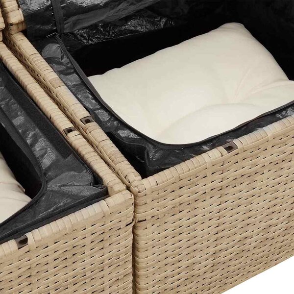 Kerti Kanapé Szett párnával tárolóval 4 pcs Beige és krém