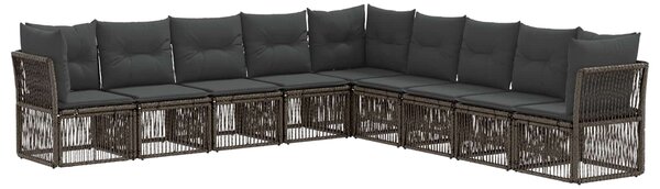 Kerti Kanapé Szett 9 pcs Szürke polirattan