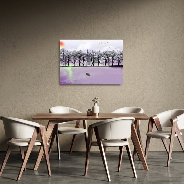Kép - Bárkák a tavon (üvegen) (70x50 cm)