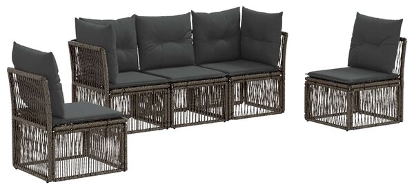 Kerti Kanapé Szett 5 pcs Szürke polirattan