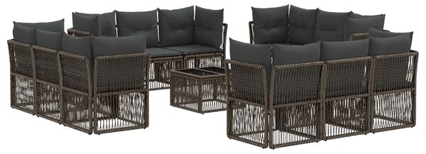 Kerti Kanapé Szett 13 pcs Szürke polirattan