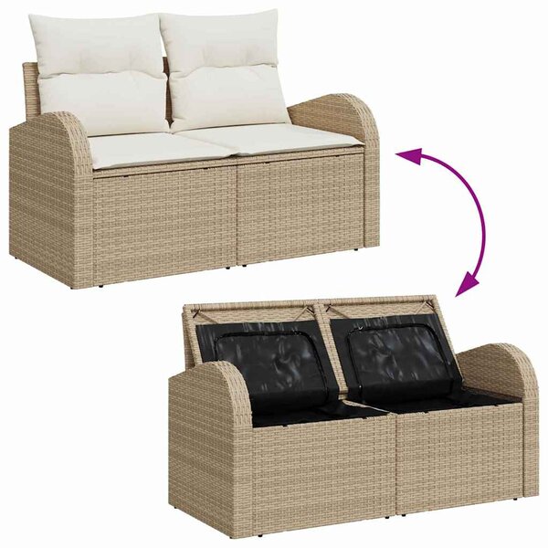 Kerti Kanapé Szett párnával 5 pcs Beige és Fehér polirattan