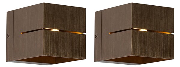 2 db-os készlet okos fali lámpa sötét bronz 9,7 cm, beleértve a WiFi G9-et - Transfer Groove