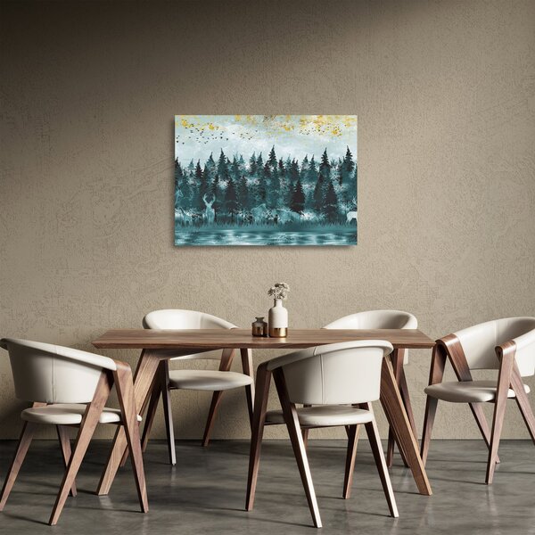 Kép - Állatok az erdőben (üvegen) (70x50 cm)