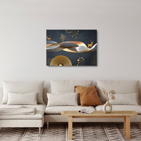 Kép - Grafika szarvassal (üvegen) (70x50 cm)