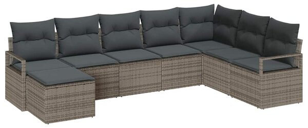 Kanapé Szett párnával tárolóval 8 pcs Szürke polirattan