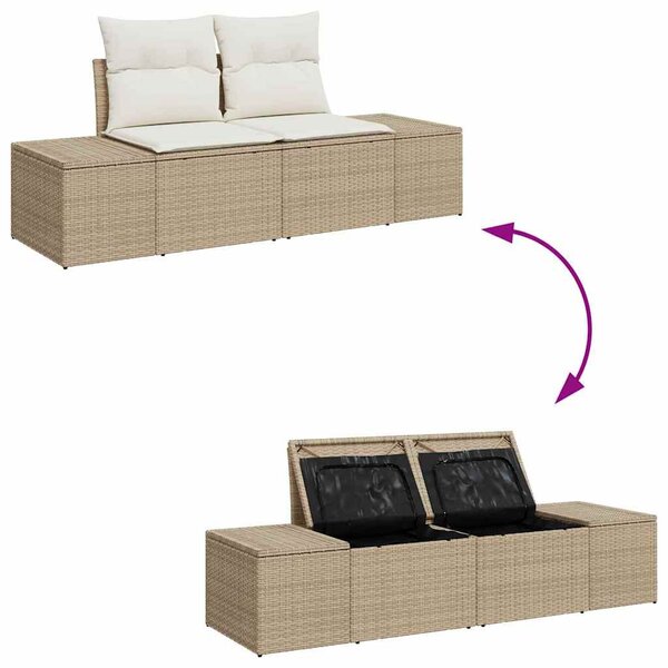 VidaXL Kerti Kanapé Szett párnával 10 pcs Beige és krém Polyrattan