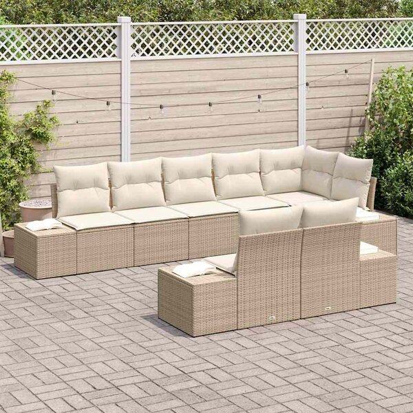 Kerti Kanapé Szett 8 db Beige és krém Poli rattan