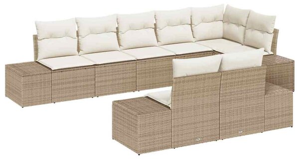 Kerti Kanapé Szett 8 db Beige és krém Poli rattan