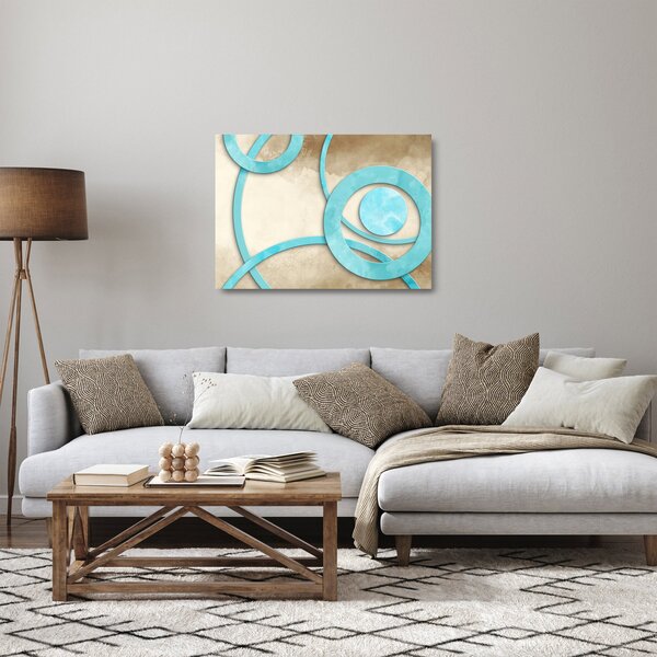 Kép - Kék körök akvarell (üvegen) (70x50 cm)