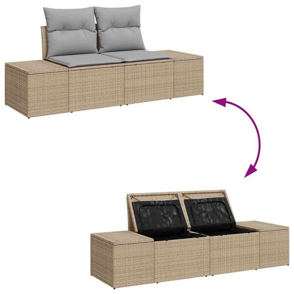 Kerti Kanapé Szett 10 pcs Beige és Világosszürke Polyrattan