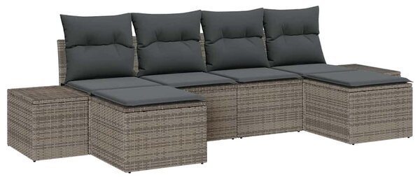 Kerti Kanapé Szett párnával 6 pcs Szürke polirattan