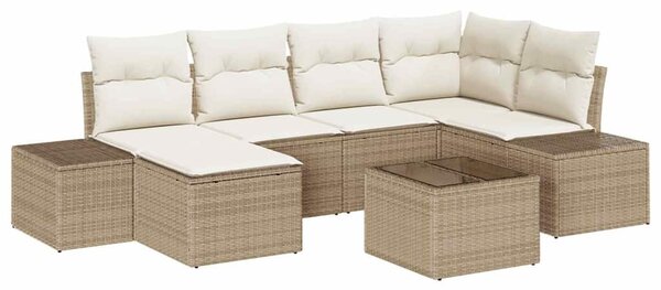 Kerti Kanapé Szett párnával 6 pcs Beige és krém polirattan