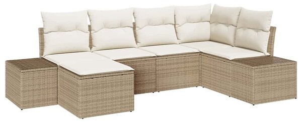 Kerti Kanapé Szett 6 db Beige és krém polirattan