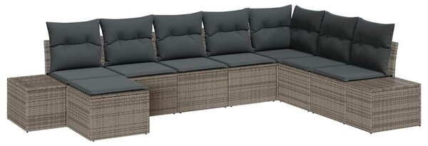 Kerti Kanapé Szett párnával tárolóval 8 pcs Szürke polirattan