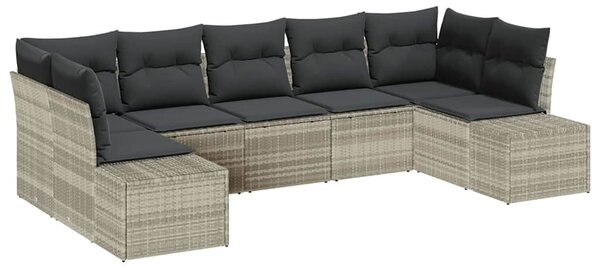 Kerti Kanapé Szett tárolóval 7 pcs Világosszürke Poli rattan