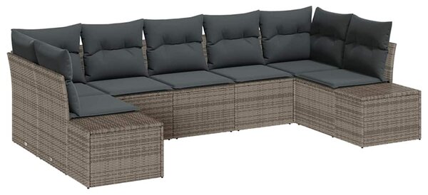 Kerti Kanapé Szett tárolóval 7 pcs Szürke Poli rattan
