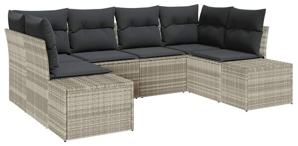 Kerti Kanapé Szett tárolóval 6 pcs Világosszürke Poli rattan