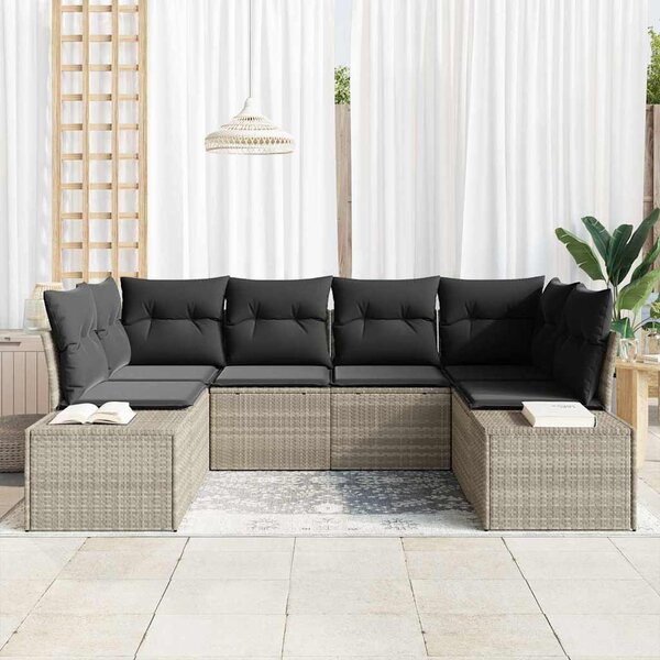Kerti Kanapé Szett tárolóval 6 pcs Világosszürke Poli rattan