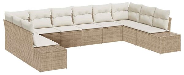 VidaXL Kerti Kanapé Szett párnával 10 pcs Beige és krém Polyrattan