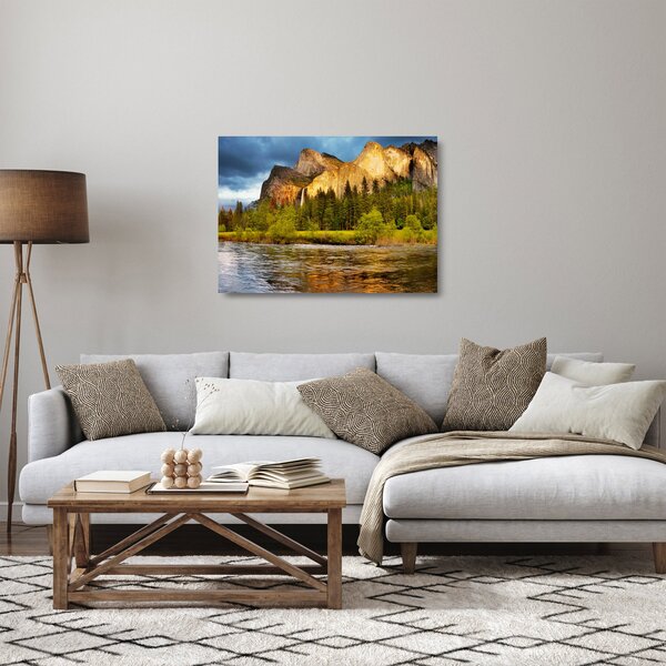 Kép - Sziklák a tónál (üvegen) (70x50 cm)