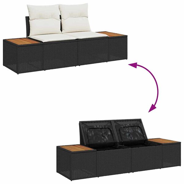 Kerti Kanapé Szett 5 pcs Fekete és krémszínű 184 x 62 x 85 cm