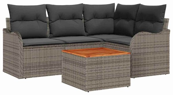 Kerti Kanapé Szett tárolóval 5 pcs Szürke polirattan