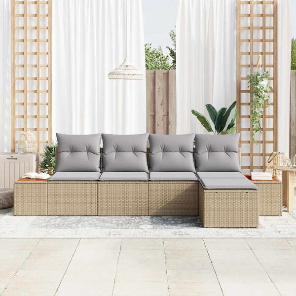 Kerti Kanapé Szett 5 pcs bézs és világosszürke 184 x 62 x 85 cm