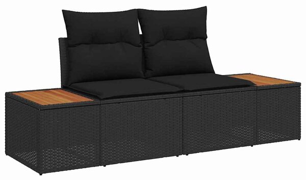 Kerti Kanapé Szett 6 db 5-Ülőhelyek száma Fekete Polyrattan