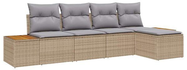 Kerti Kanapé Szett 5 pcs bézs és világosszürke 184 x 62 x 85 cm