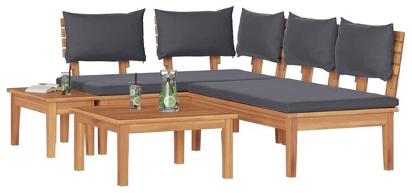 Kert Pad Készlet párnával tárolóval 4 pcs Barna és Szürke