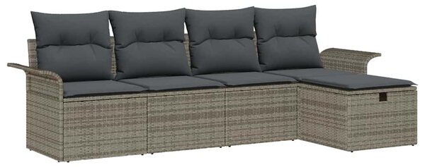 Kerti Kanapé Szett párnával tárolóval 5 pcs Szürke polirattan