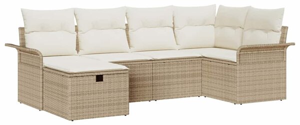 Kerti Kanapé Szett 6 db Beige és krém polirattan