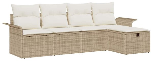 Kerti Kanapé Szett 5 db Beige és krém polirattan