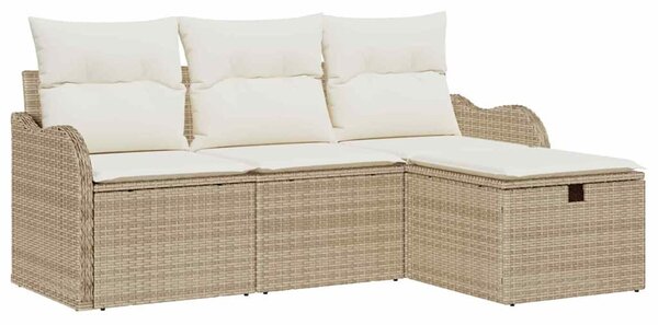 Kerti Kanapé Szett 4 db Beige és krém polirattan
