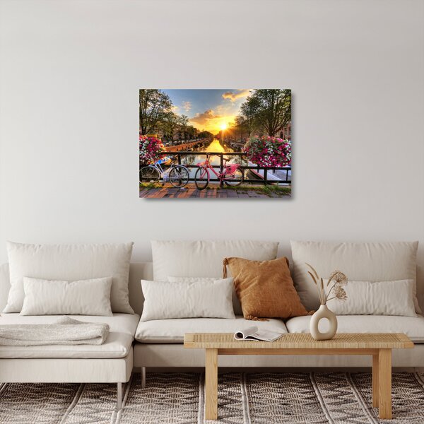 Kép - Napkelte Amszterdamban (üvegen) (70x50 cm)