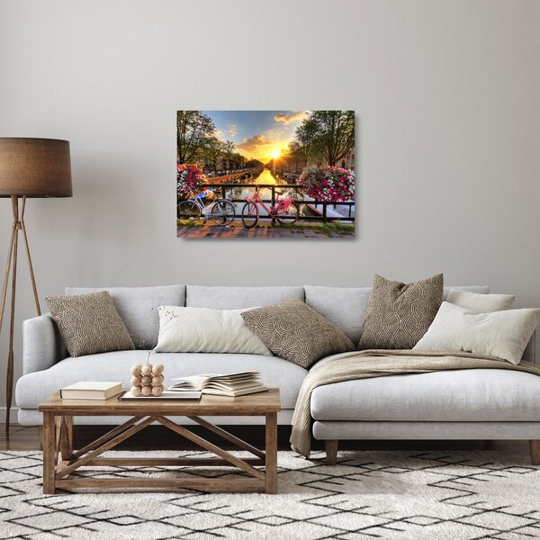 Kép - Napkelte Amszterdamban (üvegen) (70x50 cm)