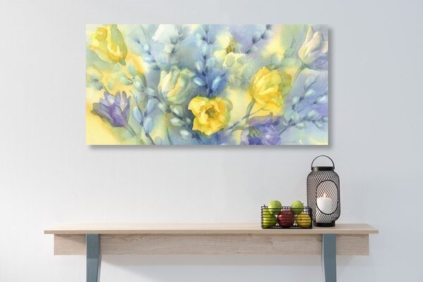 Kép akvarell sárga tulipánok