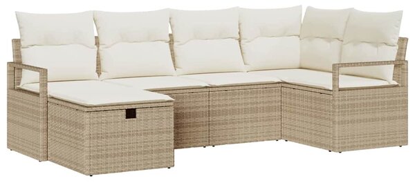 Kerti Kanapé Szett párnával tárolóval 6 pcs Bézs Poli rattan