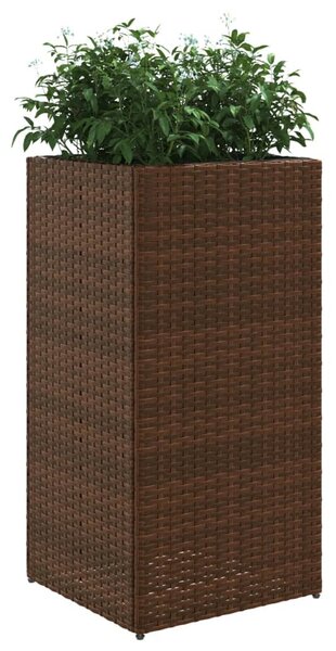 Barna polyrattan kerti ültetőláda 40x40x80 cm