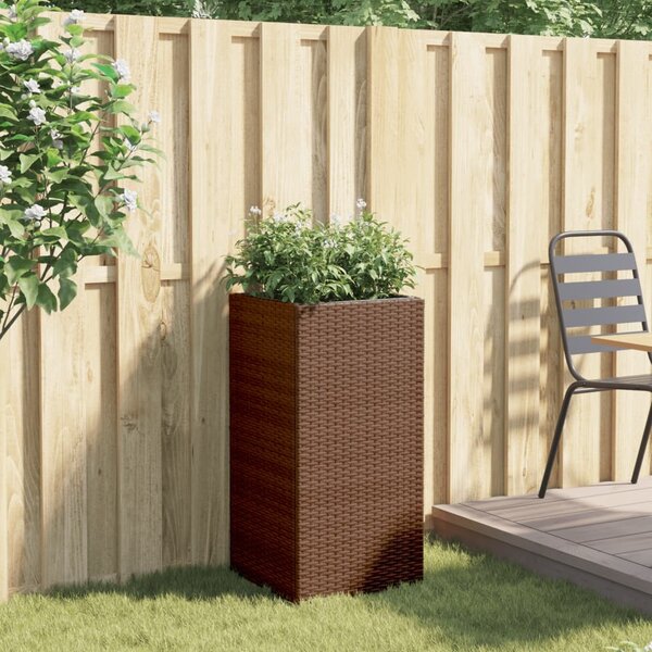 Barna polyrattan kerti ültetőláda 40x40x80 cm
