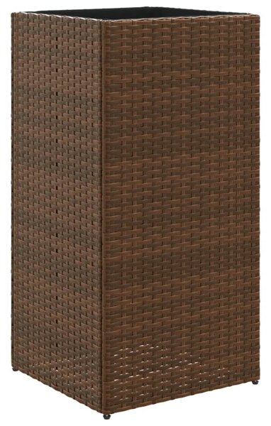 Barna polyrattan kerti ültetőláda 40x40x80 cm